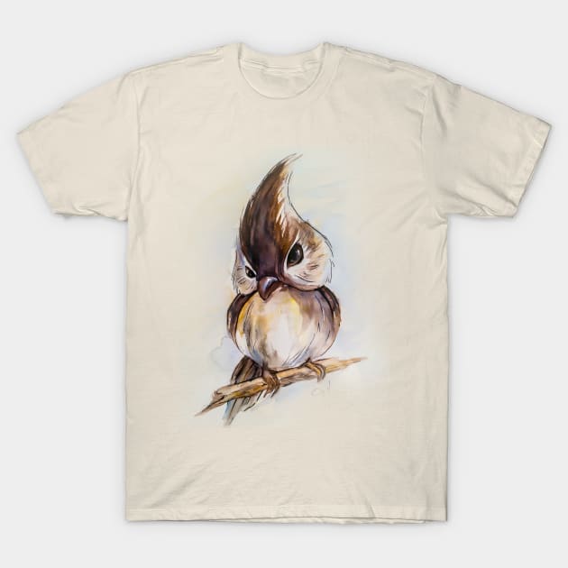 Cute watercolour bird T-Shirt by myriamaubry